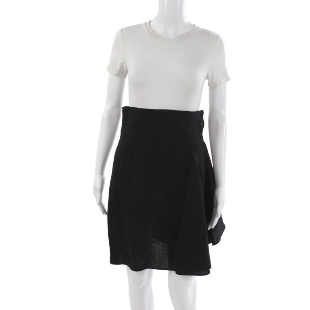 Christian Lacroix Womens Black Wool Wrap Short Skirt Button Size 10